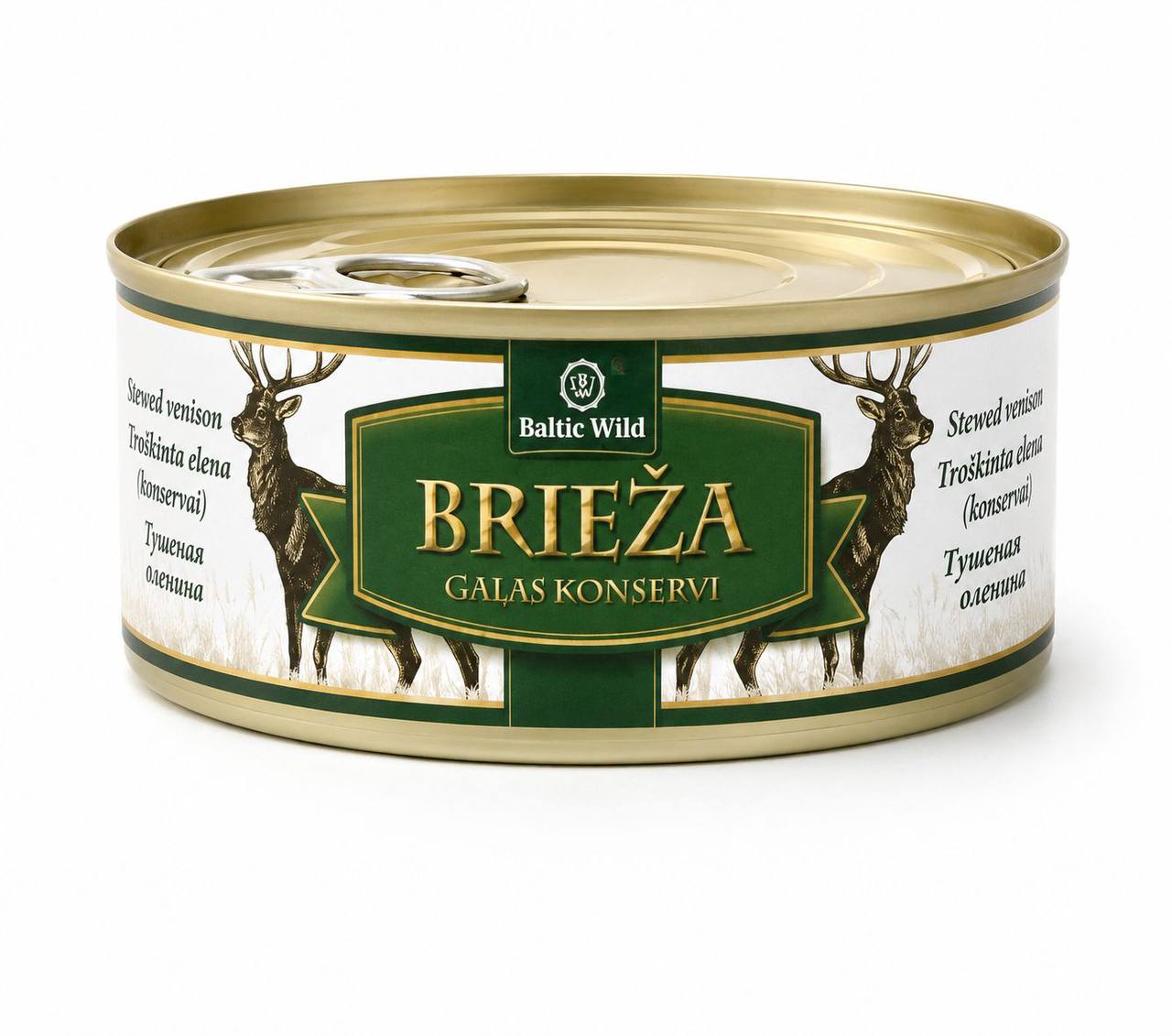 Baltic Wild Stewed Venison canned deer meat front product shot