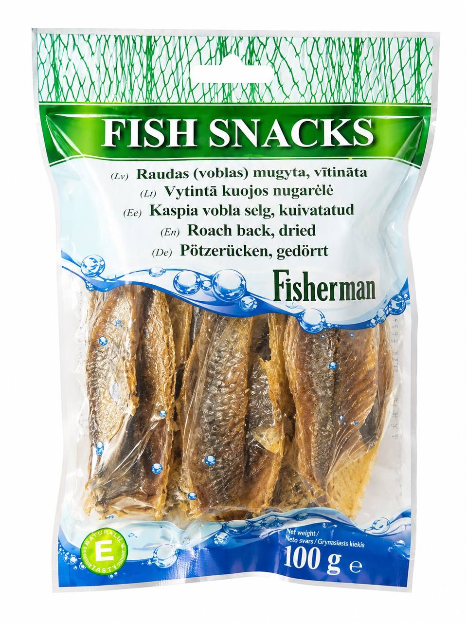 fisherman dried roach back fish snack 100g savoury package side