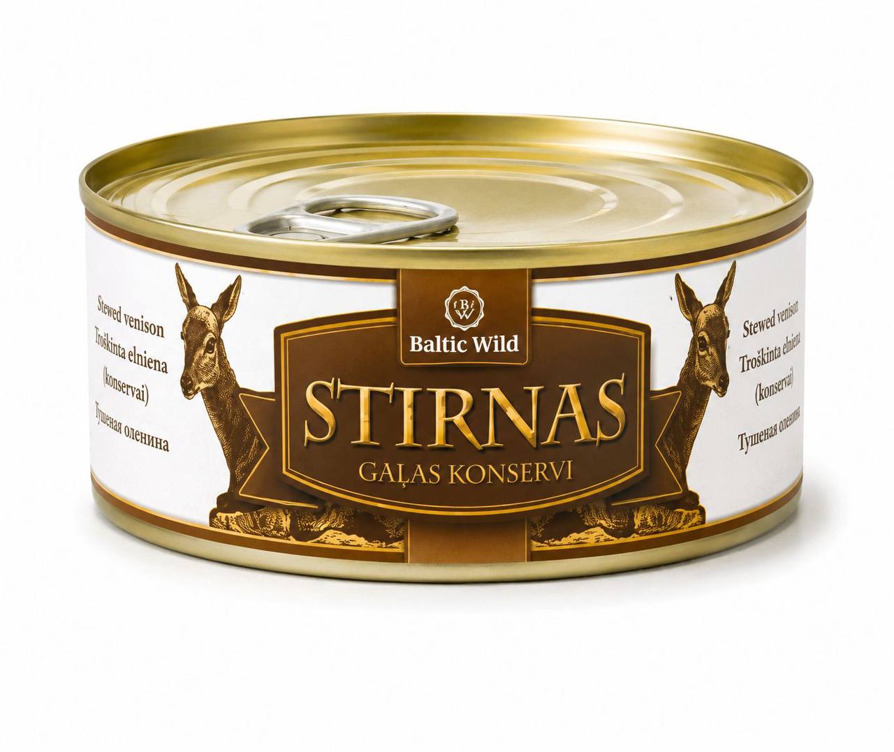 Baltic Wild Stewed Roe Deer Meat can front product shot
